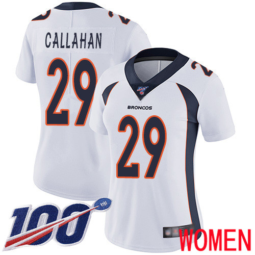 Women Denver Broncos #29 Bryce Callahan White Vapor Untouchable Limited Player 100th Season Football NFL Jersey->women nfl jersey->Women Jersey